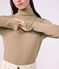 Damen-Rollkragenshirt aus einfarbiger Baumwolle beige