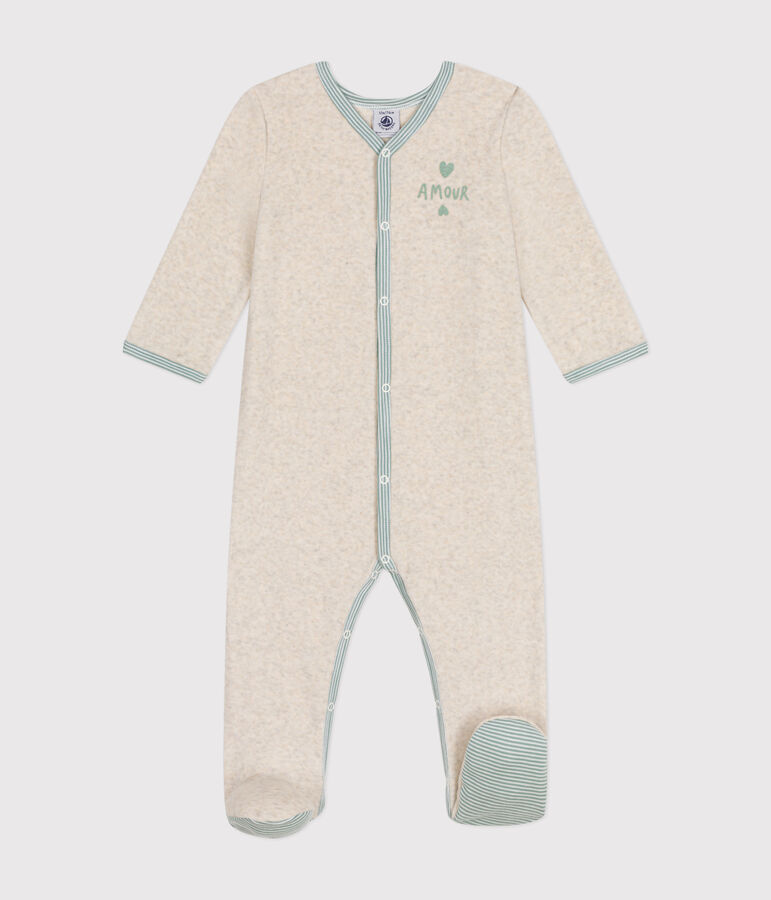 Baby-Strampler aus Samt beige