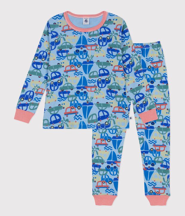 Kinder-Pyjama aus Baumwolle mit Automotiv blau/vielfarbig