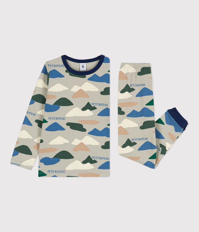 Kinderpyjama aus Doppeljersey f&uuml;r Jungen grau/vielfarbig