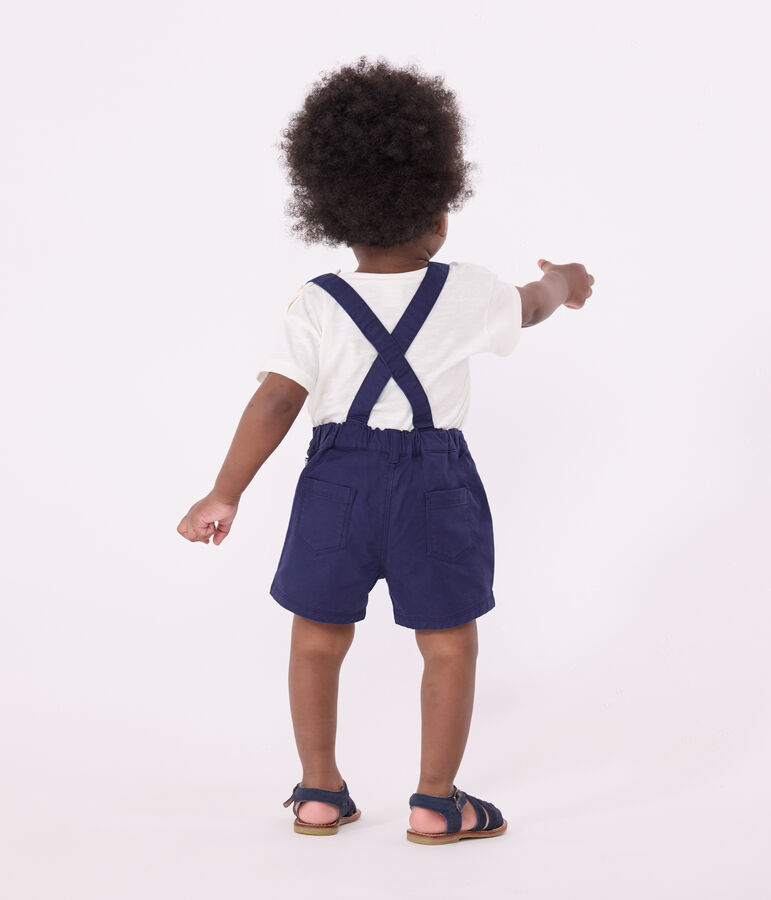 Kurze Baby-Latzhose aus Serge blau