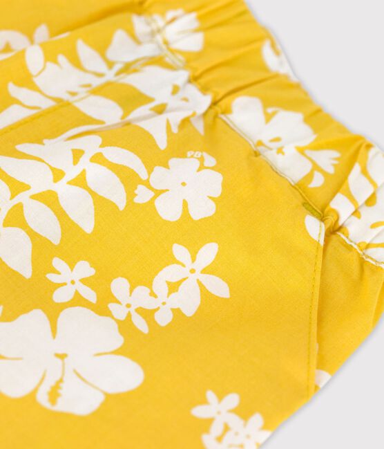 Baby-Shorts aus Popeline mit Hawaii-Print gelb ORGE/weiss MARSHMALLOW