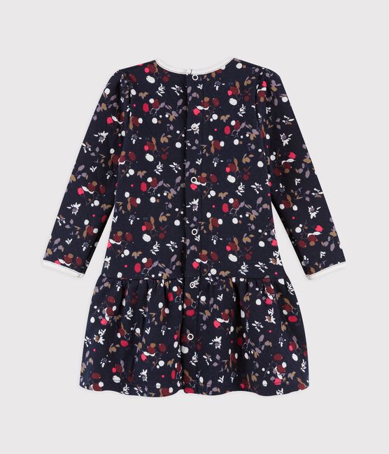 Langärmliges Kleid aus Baby-Baumwolle blau SMOKING/weiss MULTICO