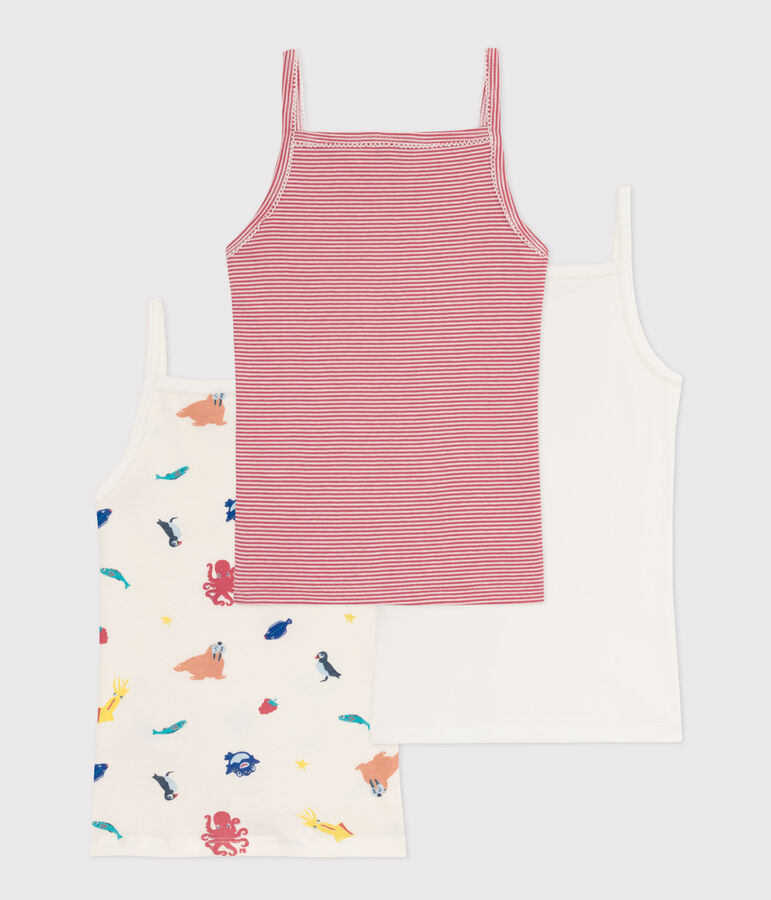 3er-Set Spaghetti-Tops aus Baumwolle f&uuml;r M&auml;dchen variante 1