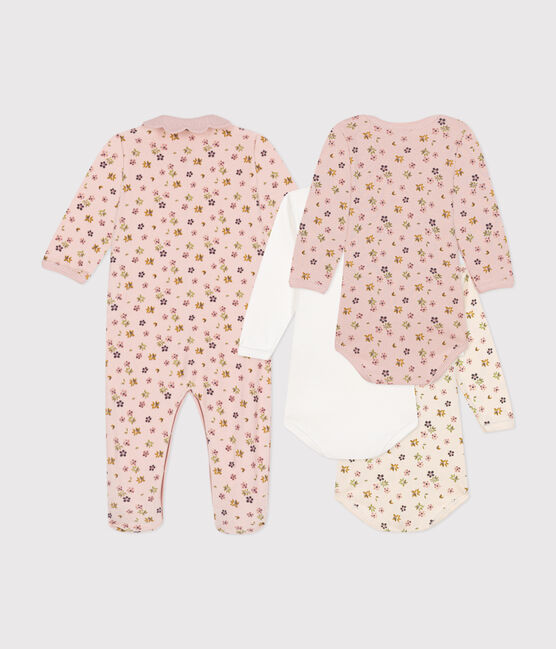 Baby-Set Strampler und 3 Bodys mit Blumenmotiv variante 1