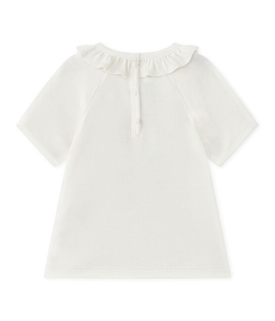 Baby-Mädchen-Kurzarmshirt weiss MARSHMALLOW/blau SMOKING