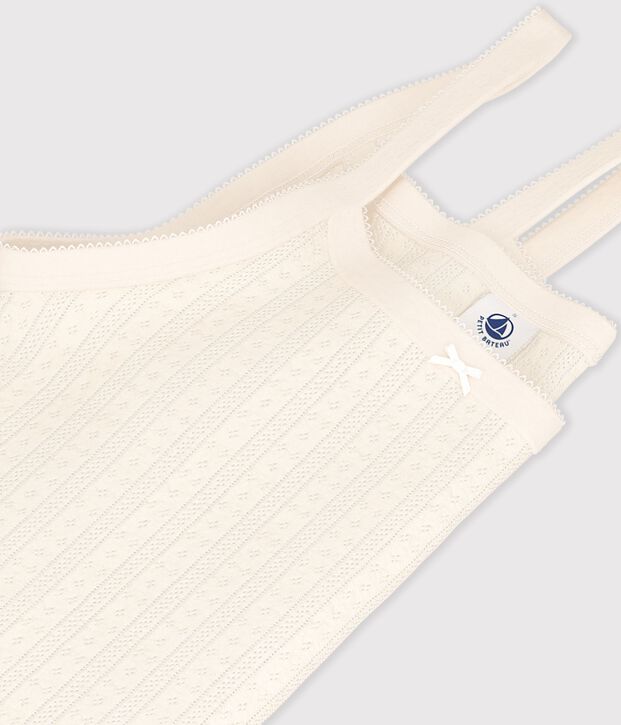 Damen Spaghetti-Top aus Baumwolle mit Lochstickerei MILK