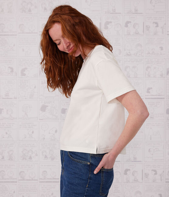 T-Shirt LE BOXY aus Baumwolle für Damen weiss MARSHMALLOW