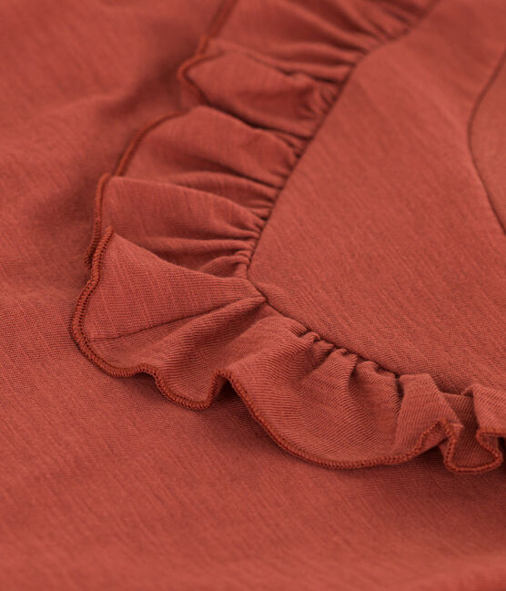 Mädchen-T-Shirt aus geflammtem Jersey braun FAMEUX