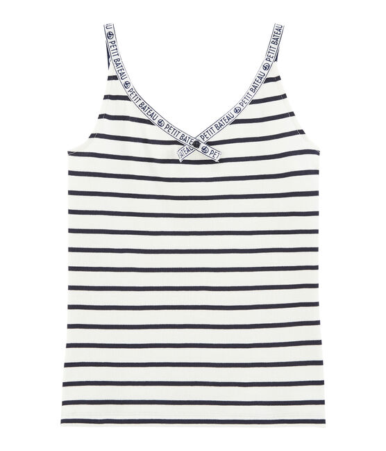 Tanktop damen weiss MARSHMALLOW/blau SMOKING