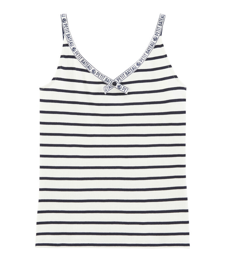 Tanktop damen weiss/blau