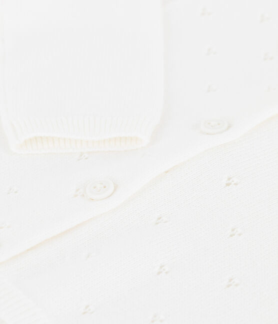 Baby-Jacke aus raffiniertem Strick weiss MARSHMALLOW