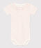 Kurzärmeliger Baby-Body aus Baumwolle mit Halskrause MARSHMALLOW/ PANTY