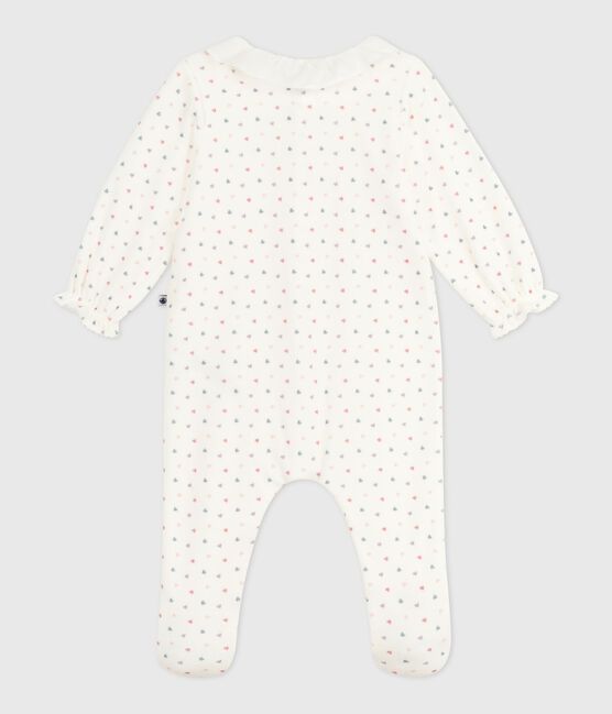 Strampler mit Kragen aus Nicki Herzmotiv weiss MARSHMALLOW/weiss MULTICO
