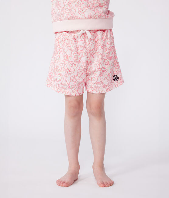 Kinder-Shorts aus bedruckter Baumwolle rosa FLEUR/ SPI