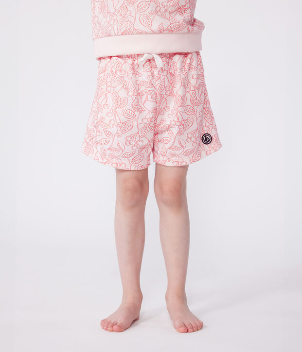 Kinder-Shorts aus bedruckter Baumwolle rosa/rot