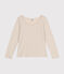 Langärmeliges Damen-T-Shirt "Le Droit" mit weitem Ausschnitt aus geflammten Jersey beige MONTELIMAR CHINE