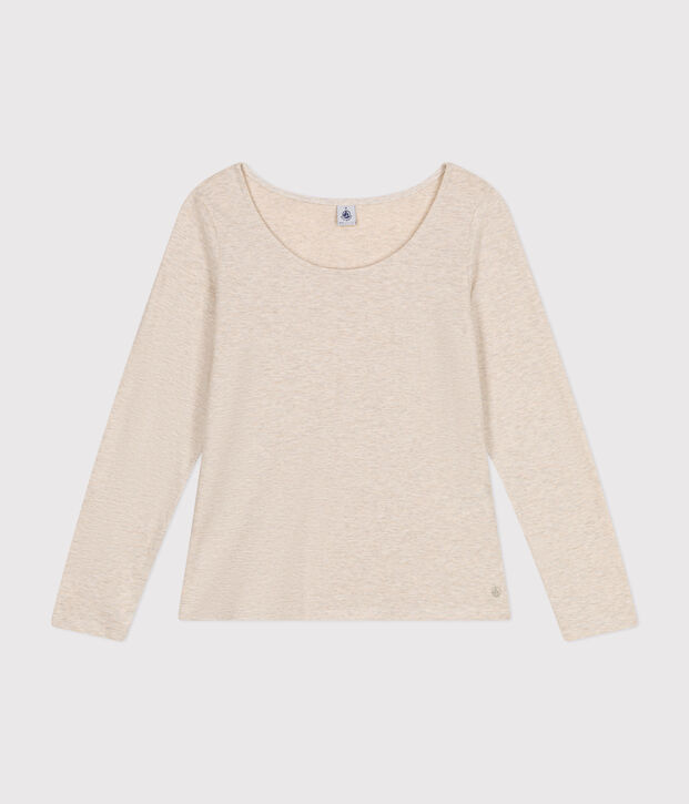 Lang&auml;rmeliges Damen-T-Shirt Le Droit mit weitem Ausschnitt aus geflammten Jersey MONTELIMAR CHINE
