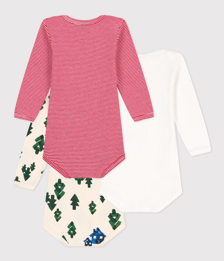 3er-Set lang&auml;rmelige Baby-Bodys aus Baumwolle mit Tannenb&auml;umen variante 1