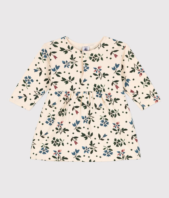 Langärmeliges geblümtes Babykleid aus Doppeljersey weiss AVALANCHE/ MULTICO