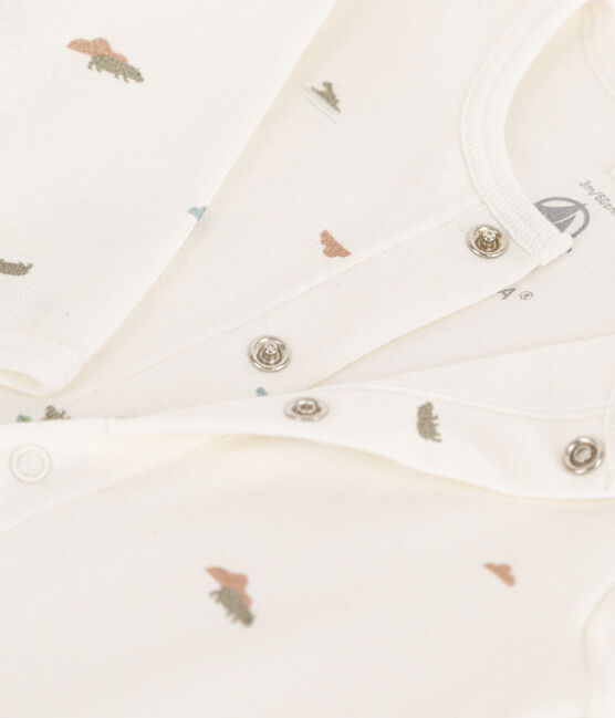 Baby-Bodyjama aus Baumwolle weiss MARSHMALLOW/weiss MULTICO
