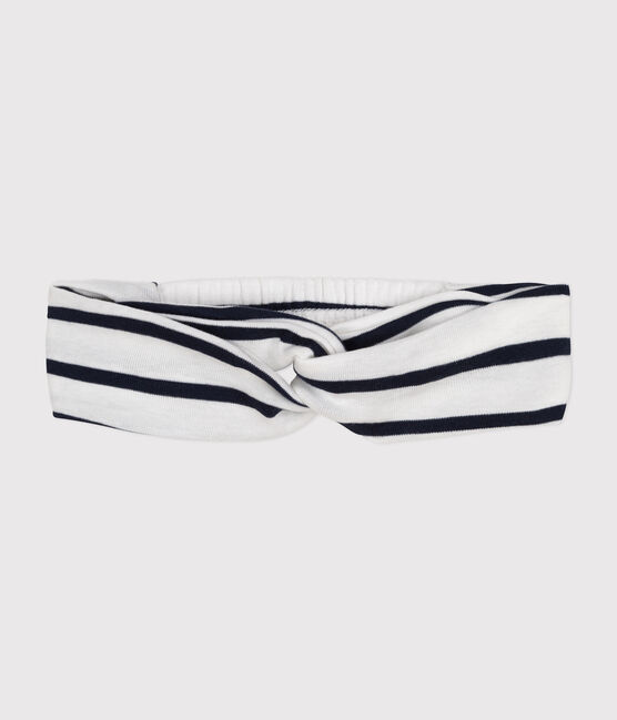 Gestreiftes Baby-Haarband aus Baumwolle für Mädchen weiss MARSHMALLOW/blau SMOKING