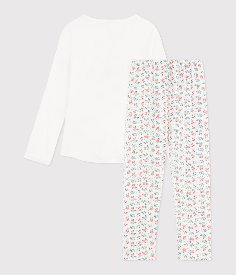 Kinder-Pyjama aus Baumwolle mit Blumenmotiv weiss/vielfarbig
