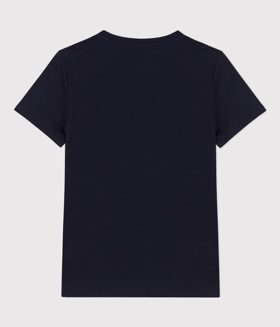 Damen-T-Shirt LE DROIT mit V Ausschnitt aus Baumwolle blau SMOKING