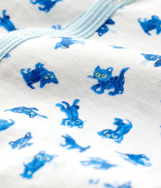 Baby-Strampler aus Doppeljersey mit Kätzchen-Motiv weiss MARSHMALLOW/weiss MULTICO