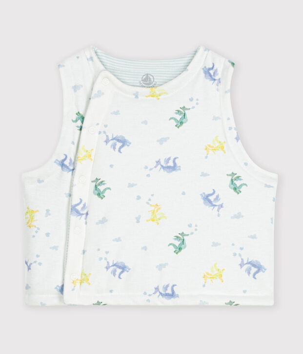 Wendbare Baby-Weste aus Baumwolle mit Drachenmotiv weiss/vielfarbig