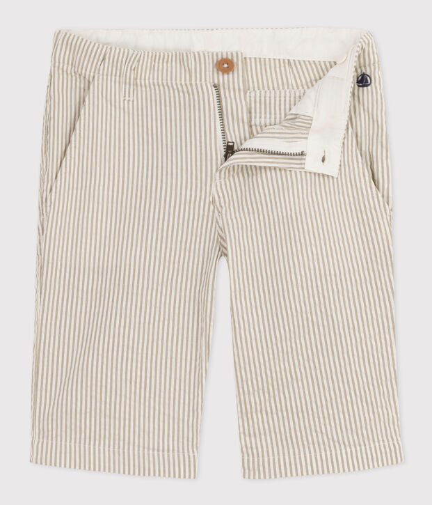 Kinder-Bermudas aus Seersucker f&uuml;r Jungen gr&uuml;n/weiss