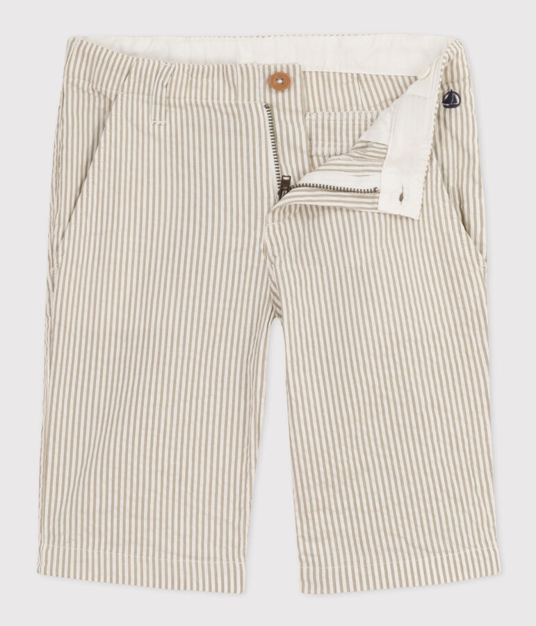 Kinder-Bermudas aus Seersucker f&uuml;r Jungen gr&uuml;n/weiss