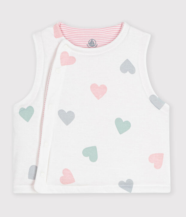 Wendbare Baby-Weste aus bedruckter Baumwolle weiss/vielfarbig
