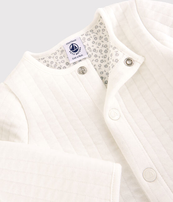 Baby-Cardigan aus gestepptem Doppeljersey. weiss MARSHMALLOW