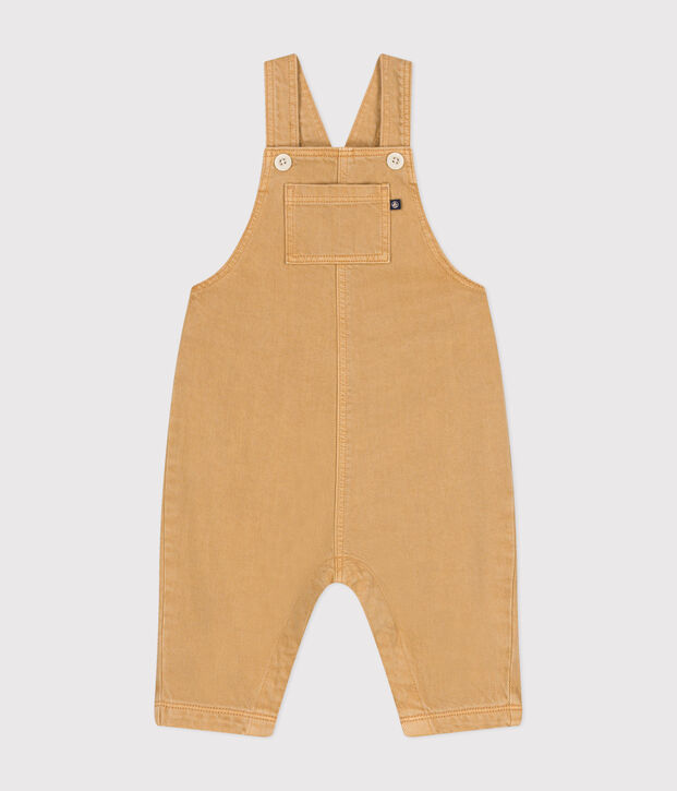 Lange Baby Latzhose aus farbigem Denim beige