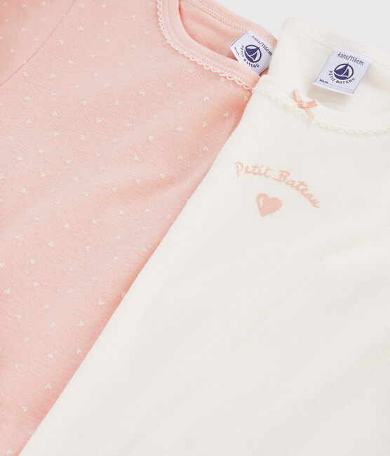 Set mit 2 langärmligen T-Shirts mit Herzchen-Muster für kleine Mädchen variante 1