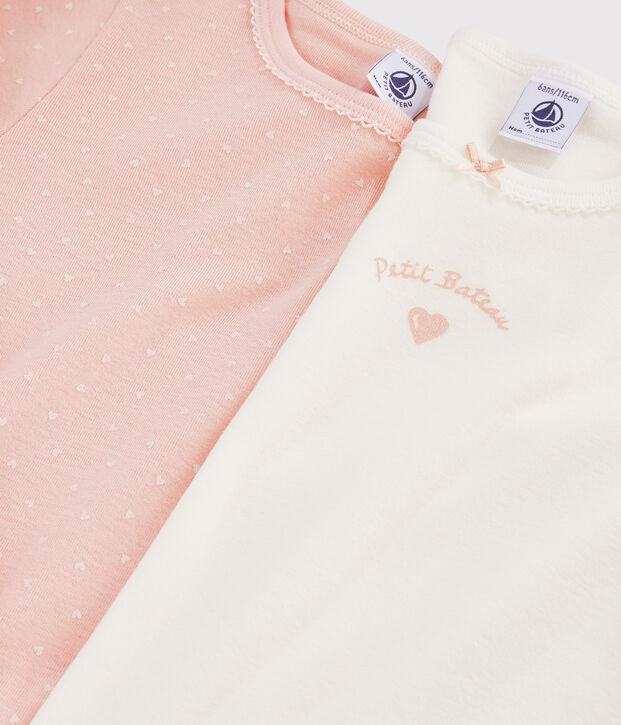 Set mit 2 lang&auml;rmligen T-Shirts mit Herzchen-Muster f&uuml;r kleine M&auml;dchen vielfarbig