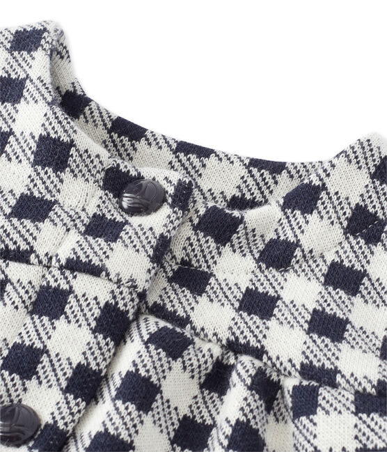 Karierter Baby-Mädchen-Cardigan blau SMOKING/beige COQUILLE
