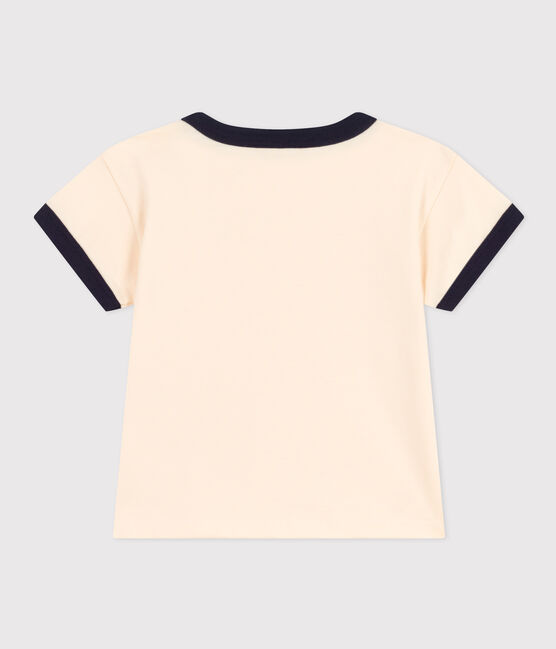 Kurzärmeliges Baby-T-Shirt aus leichtem Jersey weiss AVALANCHE/blau SMOKING