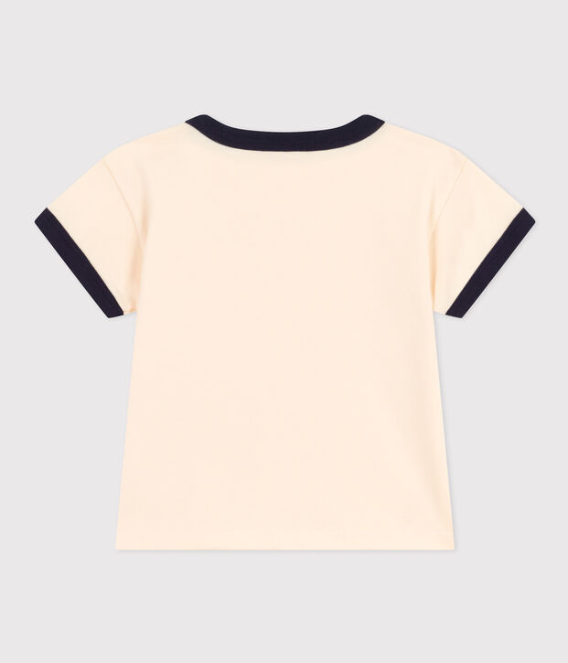 Kurz&auml;rmeliges Baby-T-Shirt aus leichtem Jersey naturfarben/blau