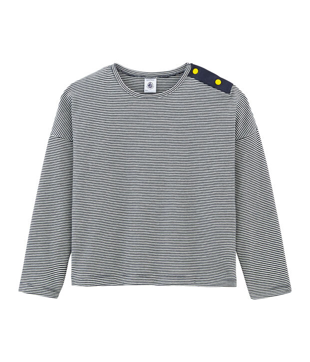 Lang&auml;rmeliges Kinder-T-Shirt M&auml;dchen blau/weiss