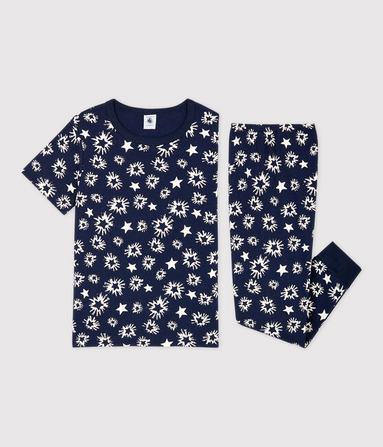Kinderpyjama aus Baumwolle mit Sternen-Print für Jungen blau SMOKING/weiss MARSHMALLOW