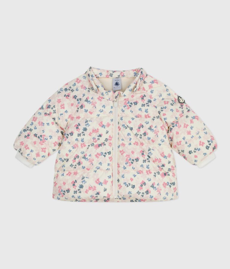 Baby-Daunenjacke mit Blumendruck und abnehmbarer Kapuze naturfarben/vielfarbig