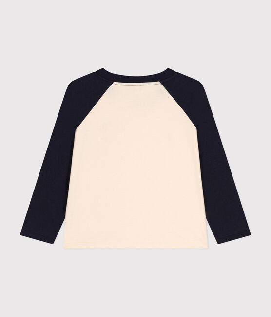 Langärmeliges Kinder-T-Shirt aus feinem Jersey für Jungen weiss AVALANCHE/blau SMOKING