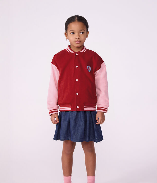 Kinder College-Jacke aus Baumwolle im Colorblock rot