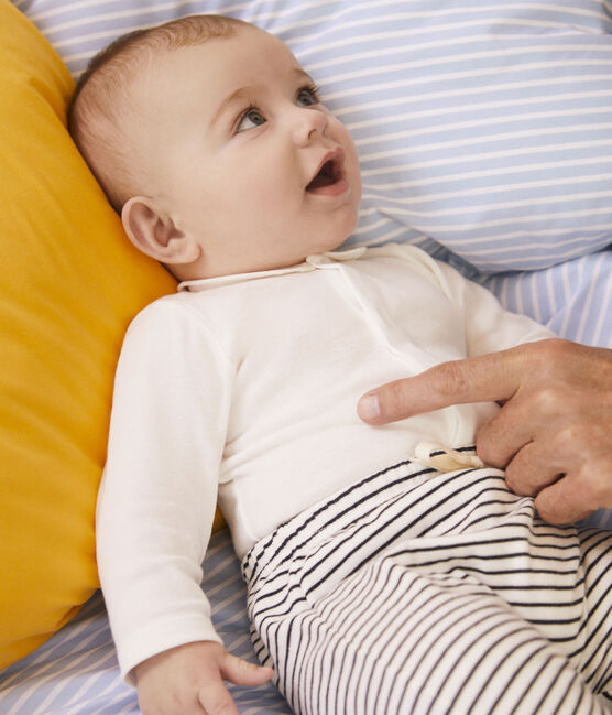 Baby-Body aus Baumwolle mit Kragen weiss MARSHMALLOW