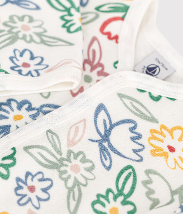 Strampler aus Nicki mit Blumenmotiv weiss/vielfarbig
