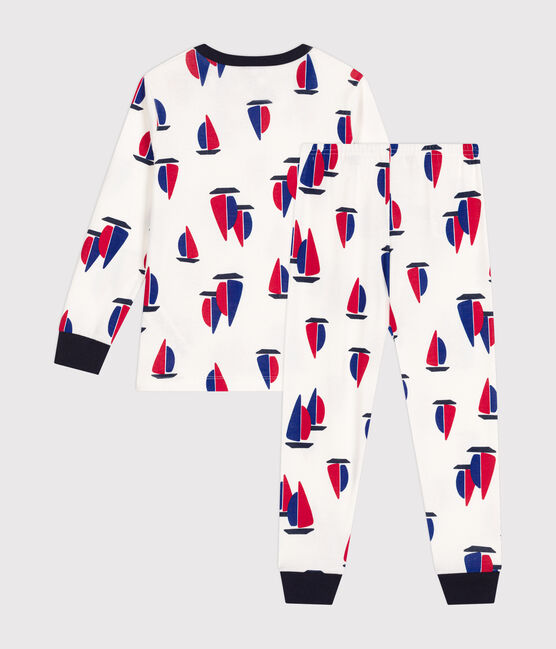 Kinder-Pyjama aus Baumwolle mit Schiffchen weiss MARSHMALLOW/weiss MULTICO