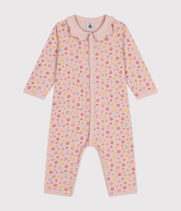 Baby-Pyjama ohne F&uuml;&szlig;e mit Blumen-Printmotiv aus Baumwolle rosa/vielfarbig