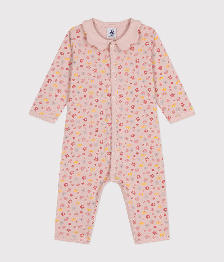 Baby-Pyjama ohne F&uuml;&szlig;e mit Blumen-Printmotiv aus Baumwolle rosa SALINE/weiss MULTICO